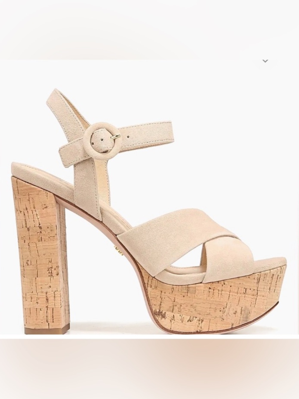 Veronica Beard Cream Suede High Platform Cork Heel Sandals Size 9.5